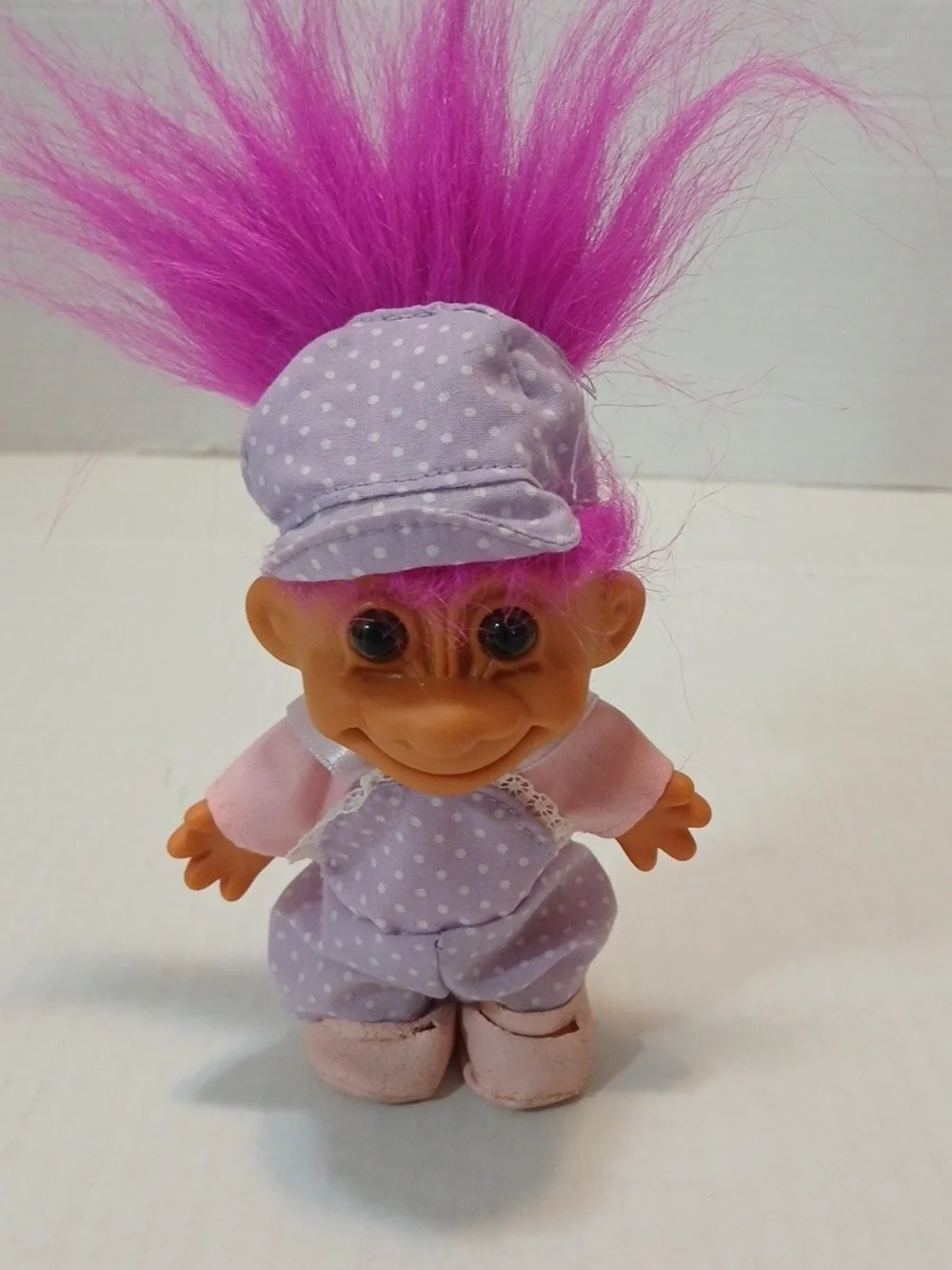 VTG Russ Berrie Pink Hair Purple Outfit Troll Doll 5